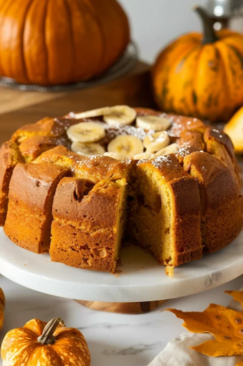 Bizcocho de calabaza y plátano